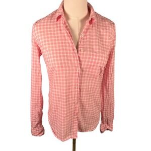 UNTUCKit Womens‎ Pink Gingham Checkered 100% Cotton Button Down Shirt Size 0